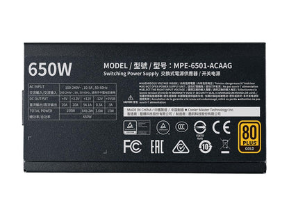 Cooler Master MWE Gold 650 V2 Fully Modular, 650W, 80+ Gold Efficiency, Quiet HDB Fan, 2 EPS Connectors, High Temperature Resilience, 5 Year Warranty