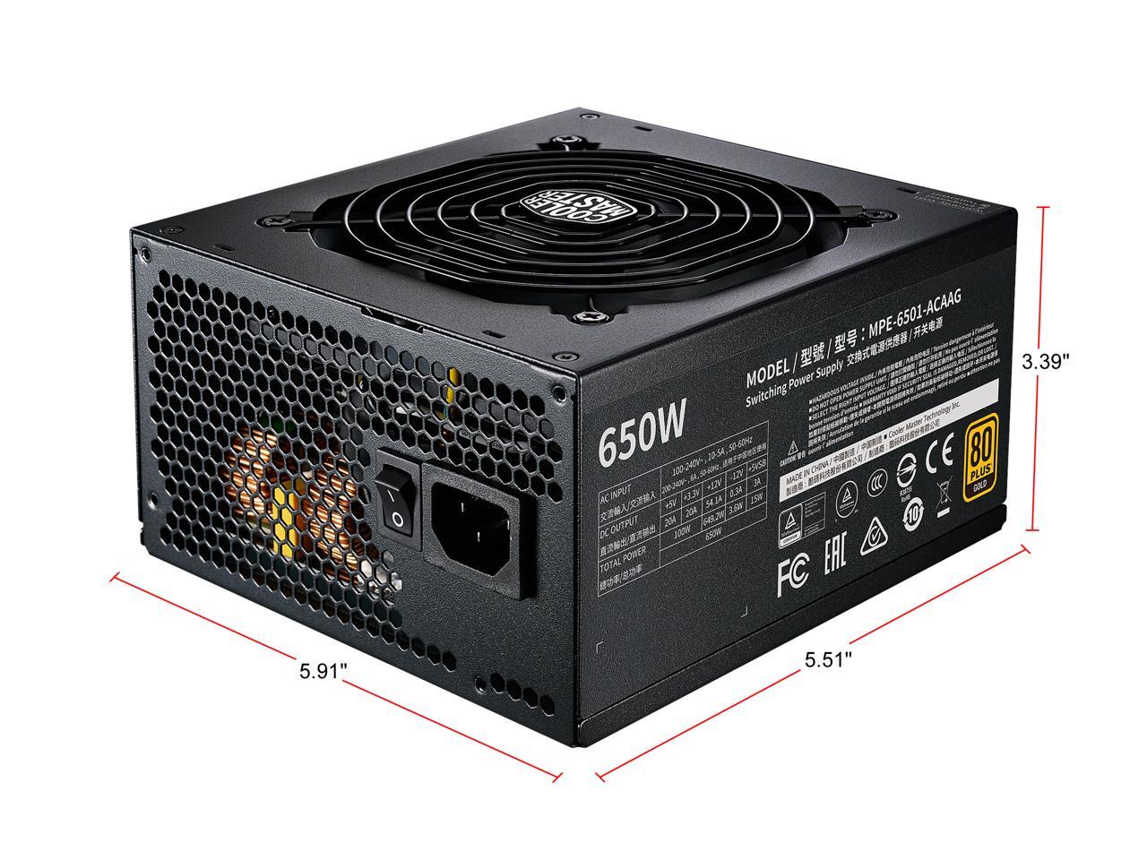 Cooler Master MWE Gold 650 V2 Fully Modular, 650W, 80+ Gold Efficiency, Quiet HDB Fan, 2 EPS Connectors, High Temperature Resilience, 5 Year Warranty