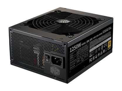 Cooler Master MWE Gold 1250 V2 Fully Modular, 1250W, 80+ Gold Efficiency, Quiet 140mm FDB Fan, 2 EPS Connectors, High Temperature Resilience, 10 Year Warranty