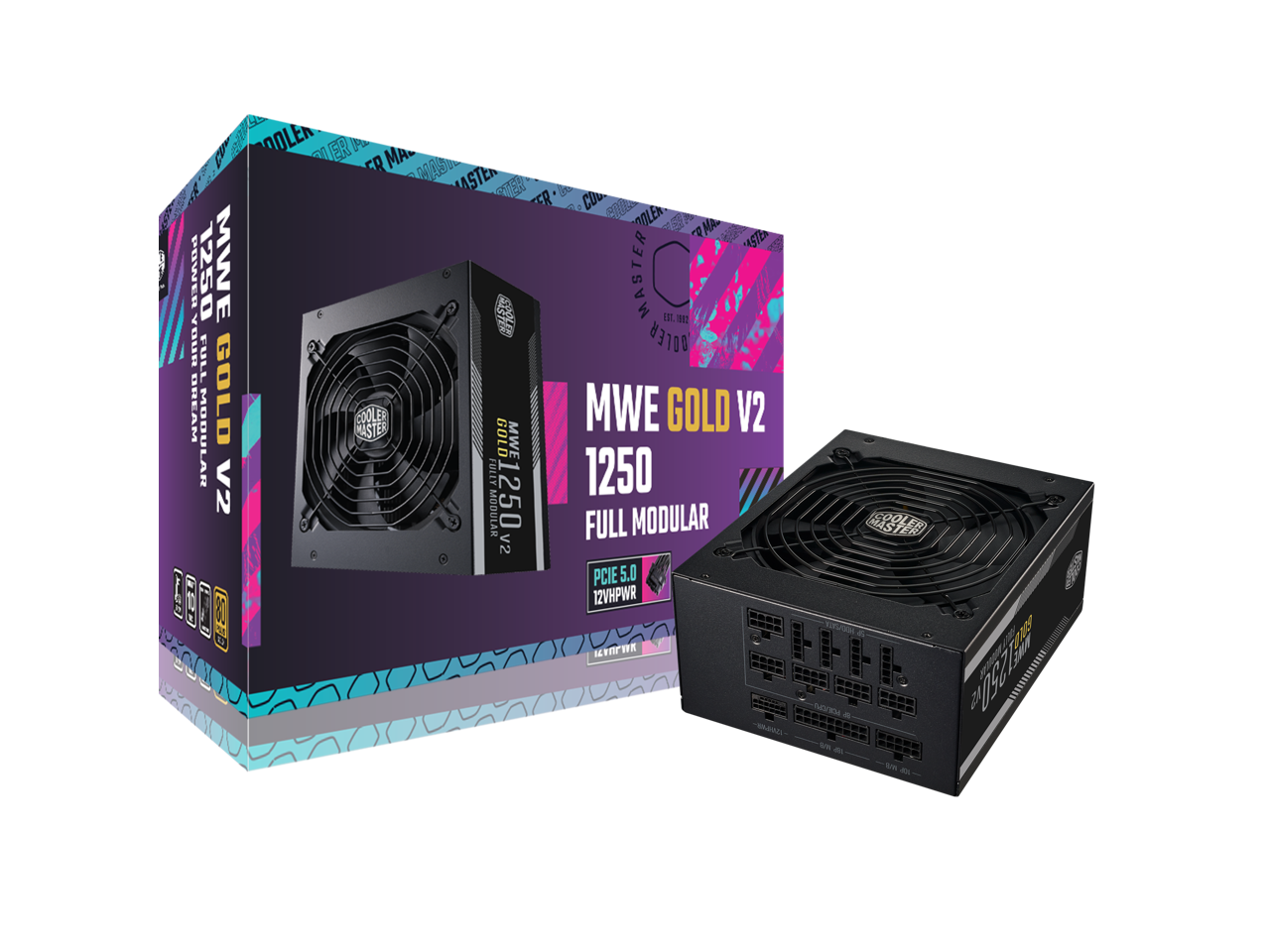 Cooler Master MWE Gold 1250 V2 ATX3.0 Fully Modular, 1250W, 80+ Gold Efficiency, Quiet 140mm FDB Fan, 2 EPS Connectors, High Temperature Resilience, (MPE-C501-AFCAG-3US)