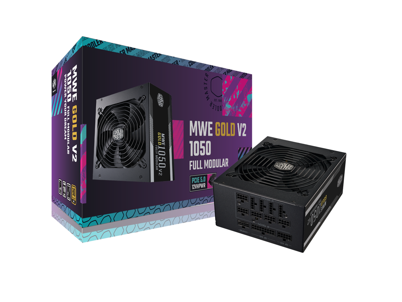 Cooler Master MWE Gold 1050 V2 ATX3.0 Fully Modular, 1050W, 80+ Gold Efficiency, Quiet 140mm FDB Fan, 2 EPS Connectors, High Temperature Resilience, (MPE-A501-AFCAG-3US)
