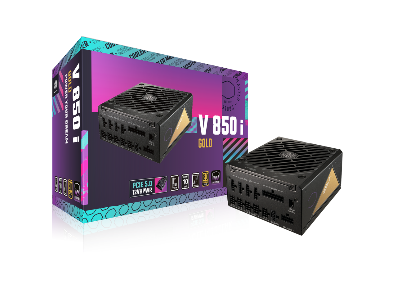 Cooler Master V850 Gold i ATX3.0 Fully Modular, 850W, 80+ Gold, Semi-Digital, 135mm Silent Fan with S.T.C.M, 100% Japanese Capacitors (MPZ-8501-AFAG-BUS)