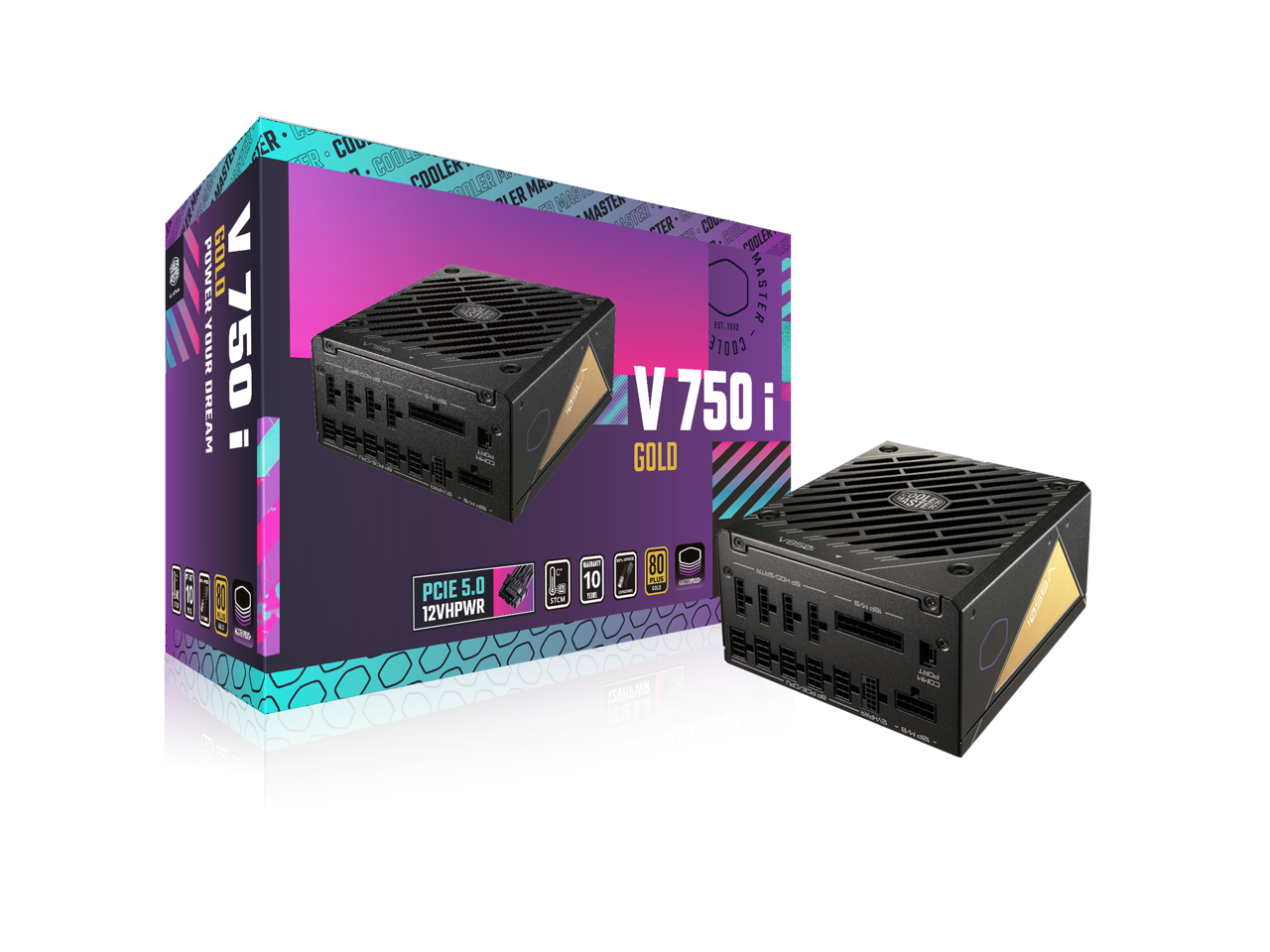 Cooler Master V750 Gold i ATX3.0 Fully Modular, 750W, 80+ Gold, Semi-Digital, 135mm Silent Fan with S.T.C.M, 100% Japanese Capacitors (MPZ-8501-AFAG-BUS)
