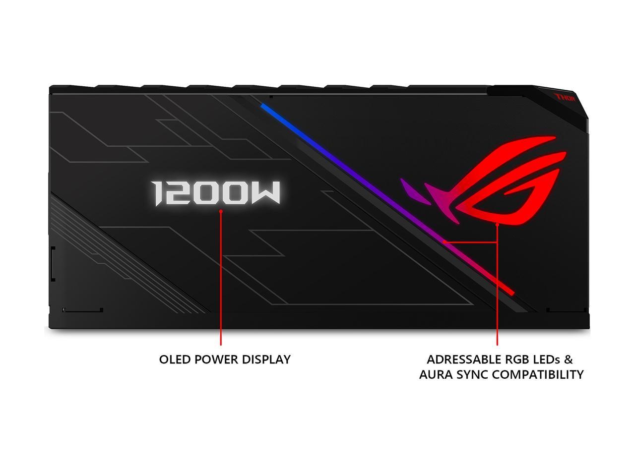 ASUS ROG Thor 1200 80+ Platinum 1200W Fully Modular RGB Power Supply with LIVEDASH OLED Panel and 10 Year Warranty