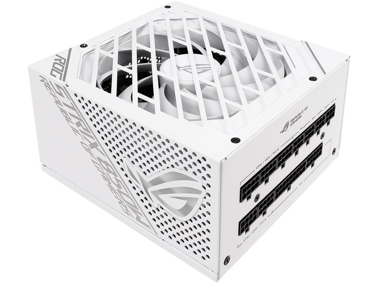 ASUS ROG STRIX 850G 850W White Edition Power Supply, ROG Heatsinks, Axial-tech Fan Design, Dual Ball Fan Bearings, 0dB Technology, 80 PLUS Gold Certification, Fully Modular Cables, 10-year Warranty