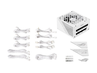 ASUS ROG STRIX 850G 850W White Edition Power Supply, ROG Heatsinks, Axial-tech Fan Design, Dual Ball Fan Bearings, 0dB Technology, 80 PLUS Gold Certification, Fully Modular Cables, 10-year Warranty