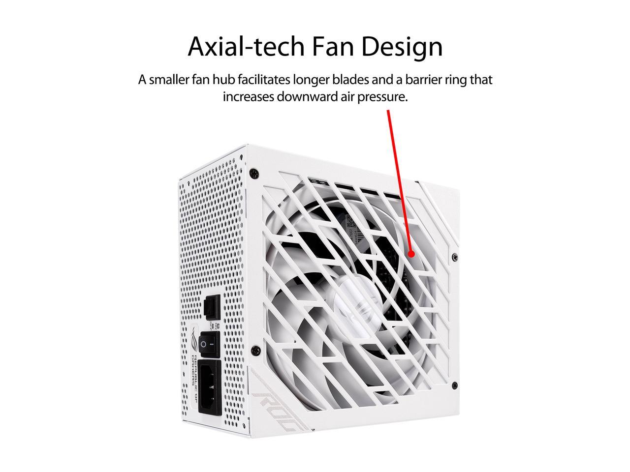 ASUS ROG STRIX 850G 850W White Edition Power Supply, ROG Heatsinks, Axial-tech Fan Design, Dual Ball Fan Bearings, 0dB Technology, 80 PLUS Gold Certification, Fully Modular Cables, 10-year Warranty