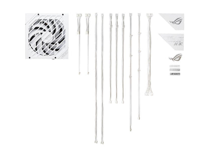 ASUS ROG STRIX 850G 850W White Edition Power Supply, ROG Heatsinks, Axial-tech Fan Design, Dual Ball Fan Bearings, 0dB Technology, 80 PLUS Gold Certification, Fully Modular Cables, 10-year Warranty