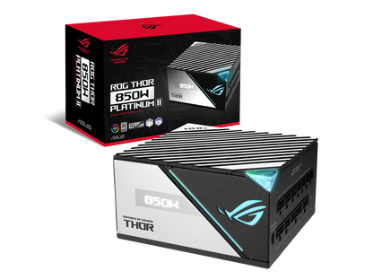 ASUS ROG Thor 850W Platinum II (850Watt, Fully Modular Power Supply, 80+ Platinum, Lambda A++ Certified, ROG heatsinks, 135mm PWM fan, 0dB Mode, OLED Panel, Sleeved Cables, Aura Sync)