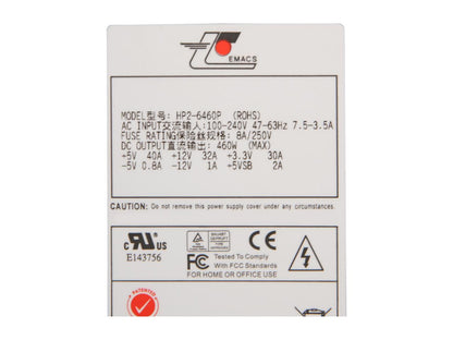 Athena Power Zippy HP2-6460P 460W Single PS2 Server Power Supply
