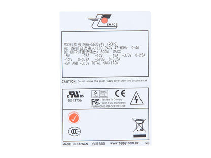 Athena Power Zippy MRW-5600V4V 600W Mini Redundant Server Power Supply