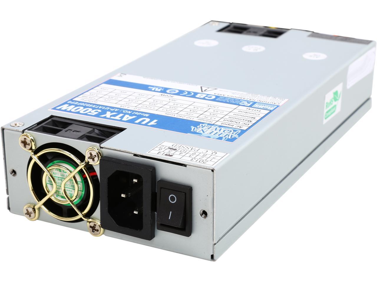 Athena Power AP-U1ATX5020FEP8 500W 1U Single Standard Length (200mm) EPS12V/ATX12V IPC Sever Power Supply - 80PLUS Bronze - ActivePFC - OEM