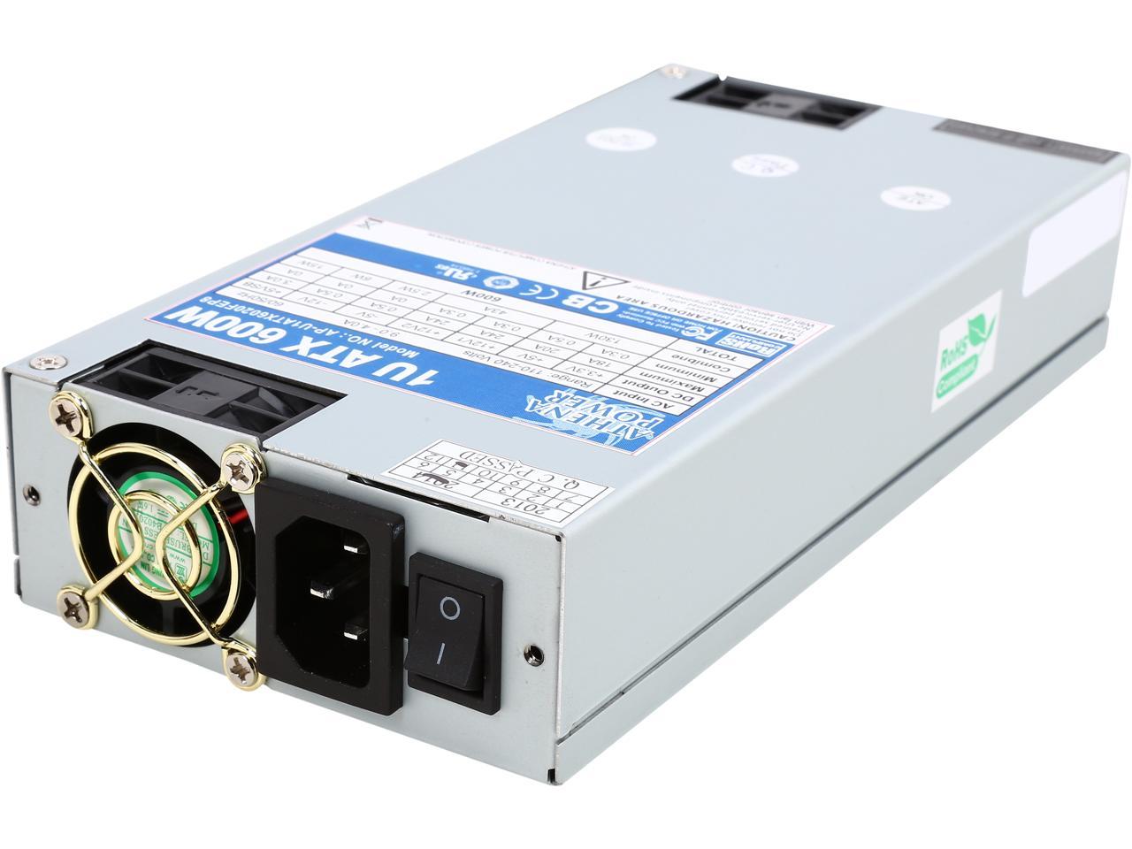 Athena Power AP-U1ATX6020FEP8 600W 1U Single Standard Length (200mm) EPS12V/ATX12V IPC Sever Power Supply - 80PLUS Bronze - ActivePFC - OEM
