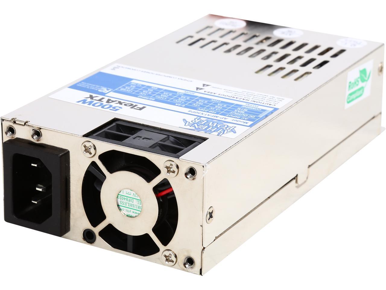 Athena Power AP-MFATX50P8 500W FlexATX Single Standard Length (150mm) EPS12V/ATX12V mini-ITX/1U IPC/GPU Server Power Supply - 80PLUS Silver Certified - ActivePFC - OEM