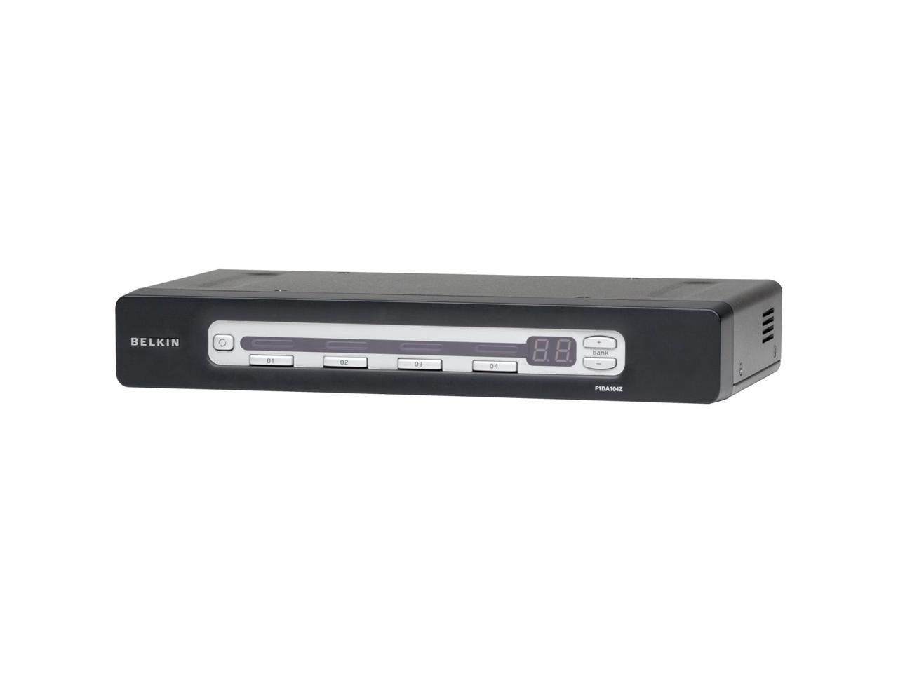 BELKIN OmniView PRO3 F1DA104Z-BU 4-Port USB & PS/2 KVM Switch & USB Cable Bundle