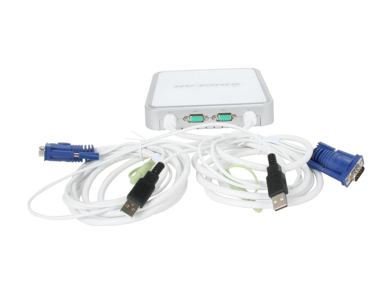 IOGEAR GCS634U MiniView USB KVM Switch with audio and cables