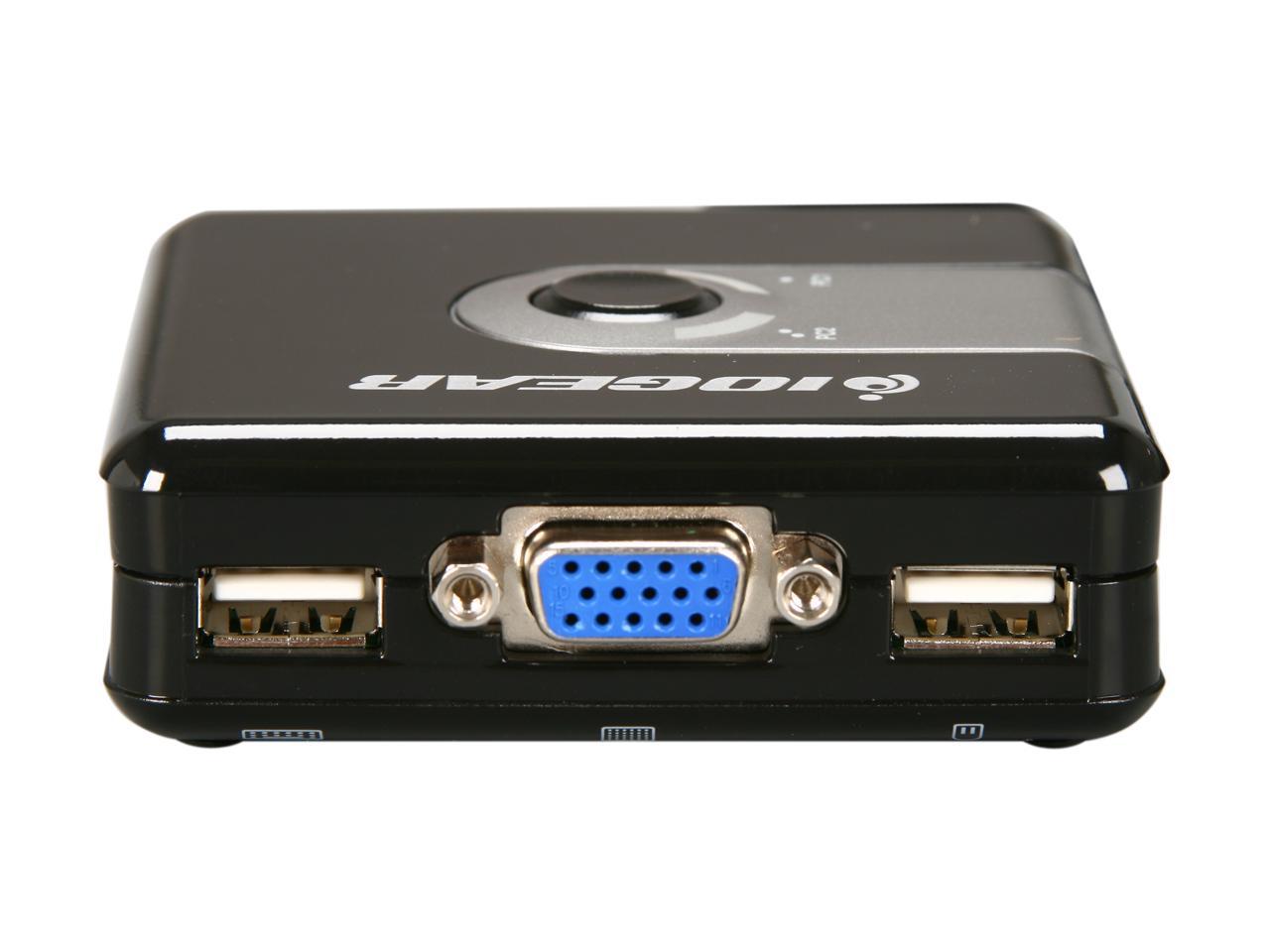 IOGEAR GCS42UW6 2-Port Compact USB VGA KVM with Built-in Cables