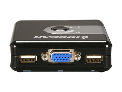 IOGEAR GCS42UW6 2-Port Compact USB VGA KVM with Built-in Cables