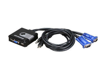 IOGEAR GCS42UW6 2-Port Compact USB VGA KVM with Built-in Cables