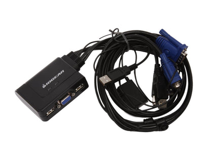 IOGEAR GCS22U 2-Port USB KVM Switch with Cables and Remote