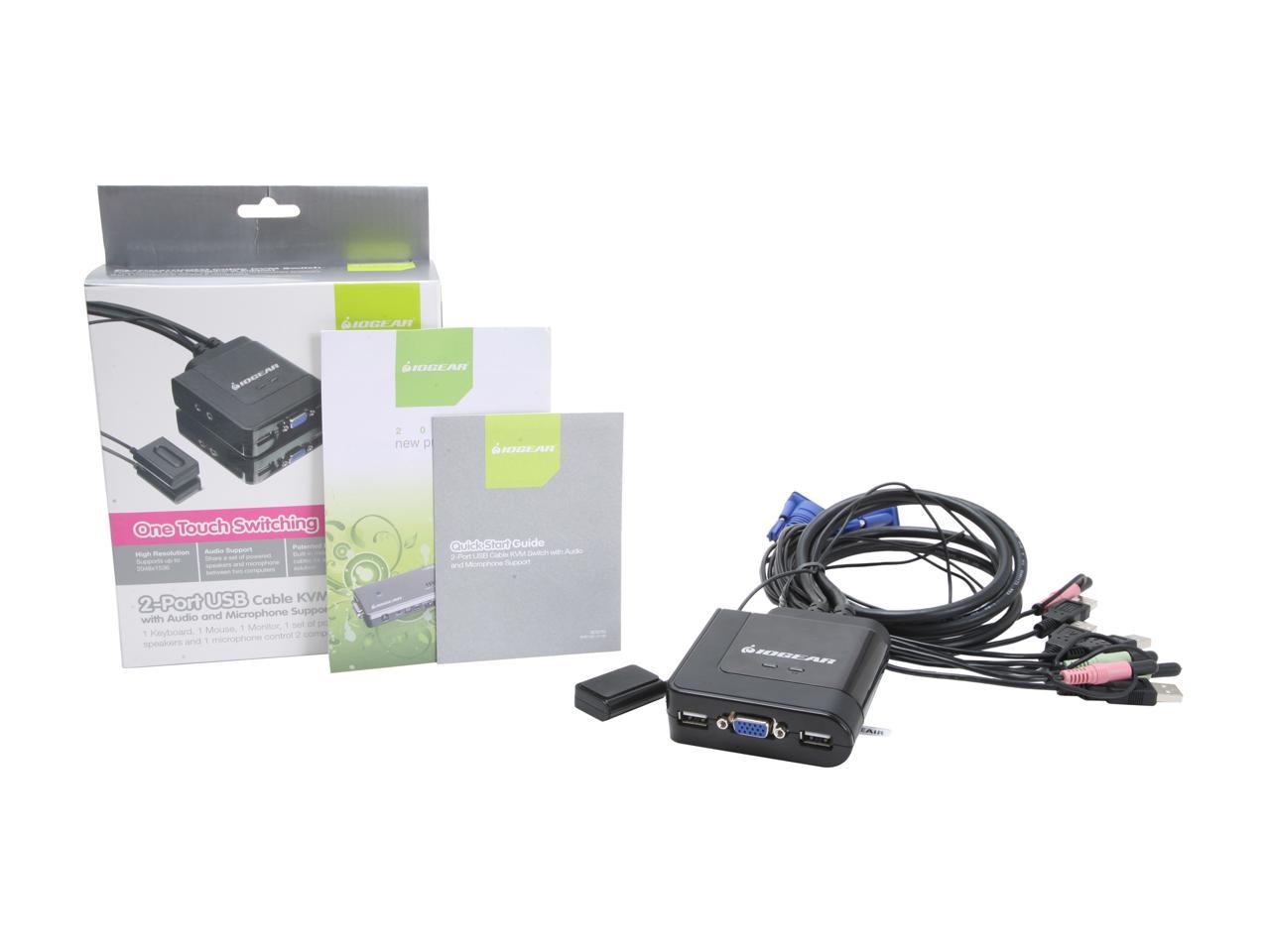 IOGEAR GCS72U 2-Port USB Cable KVM Switch with Audio