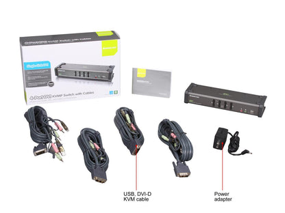 IOGEAR GCS1104 4-Port USB DVI KVMP Switch with Audio and Cables