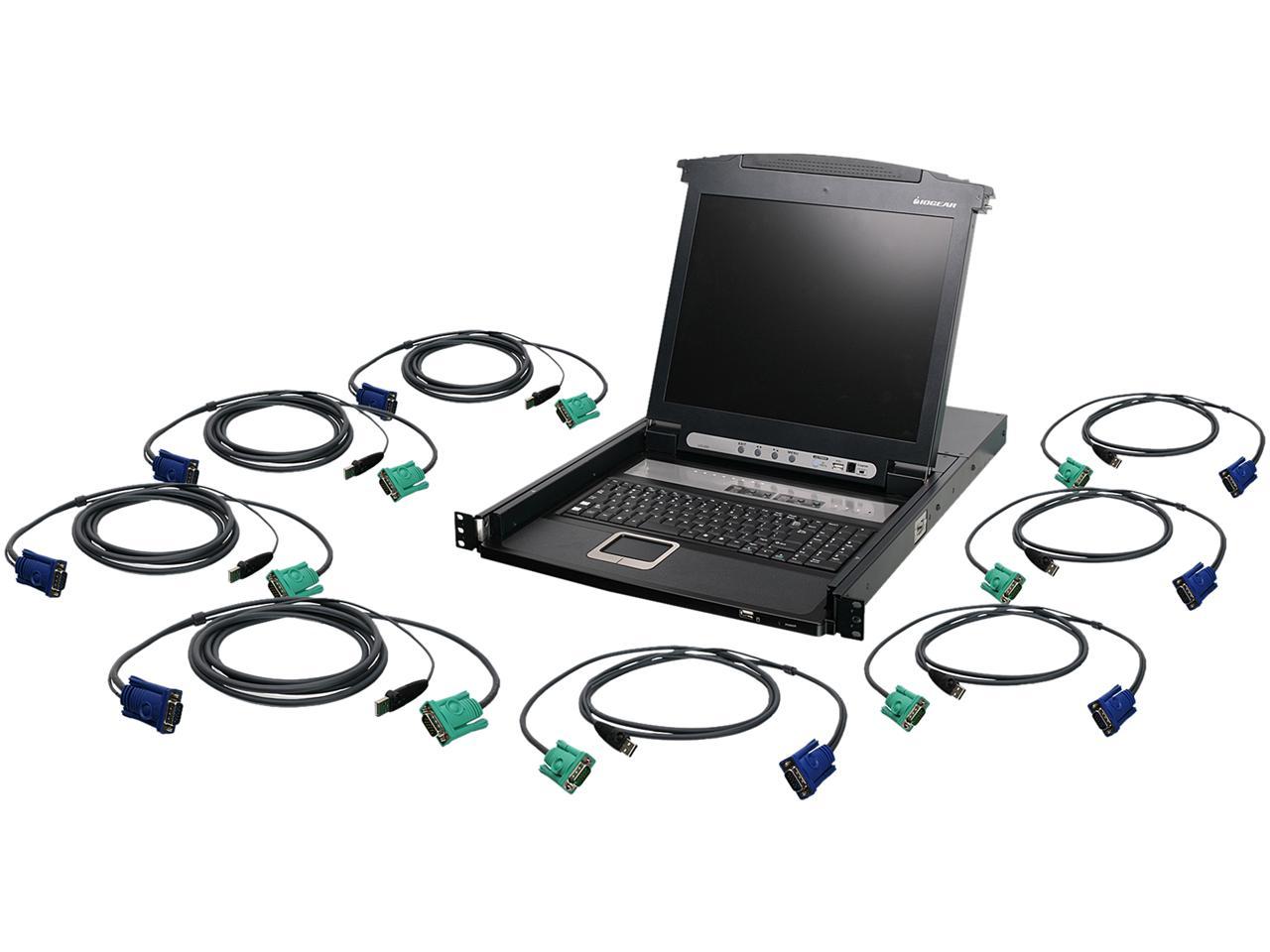 IOGEAR GCL1808KITU 8-Port LCD Combo KVM Switch with USB KVM Cables