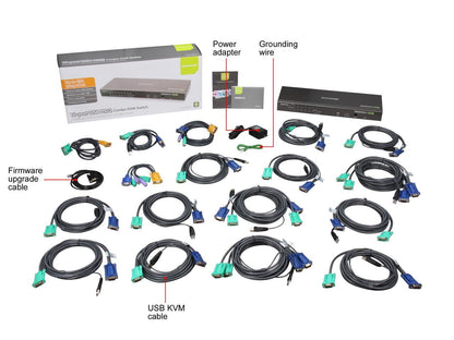 IOGEAR GCS1716KITU 16-Port USB PS/2 Combo KVM Switch with Cables