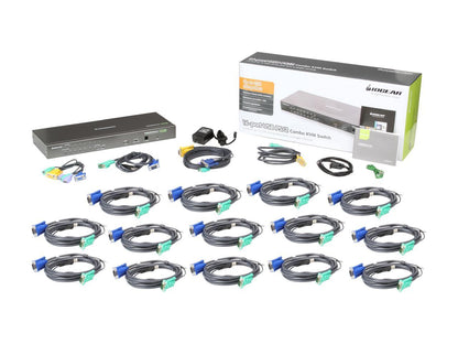 IOGEAR GCS1716KITUTAA 16-Port USB PS/2 Combo KVM Switch with USB KVM Cables