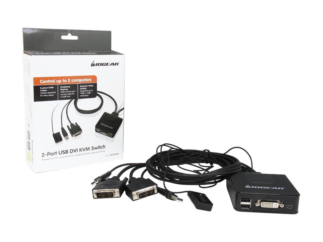 IOGEAR GCS922U 2-Port USB DVI Cable KVM Switch