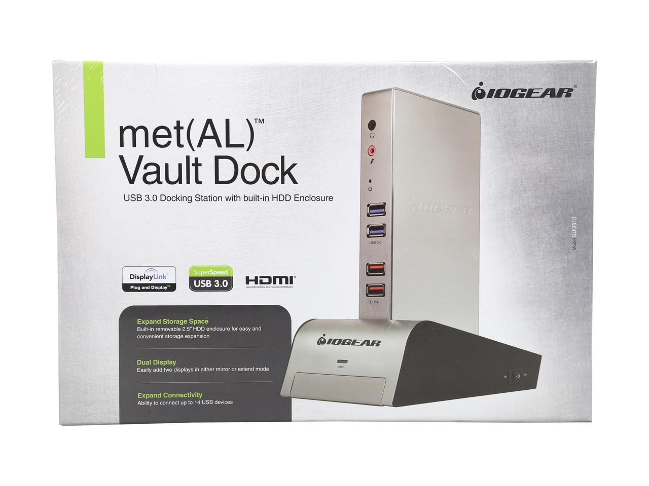 IOGEAR Black GUD310 Aluminum USB 3.0 Universal Docking Station with HDD Enclosure