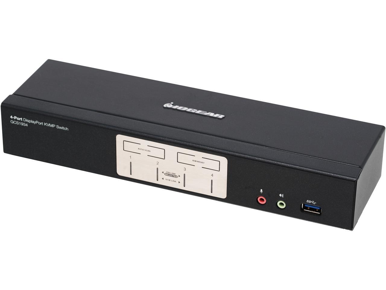 IOGEAR GCS1934 4-Port DisplayPort 1.2 KVMP Switch with USB 3.1 Gen1 Hub and Audio (TAA Compliant)