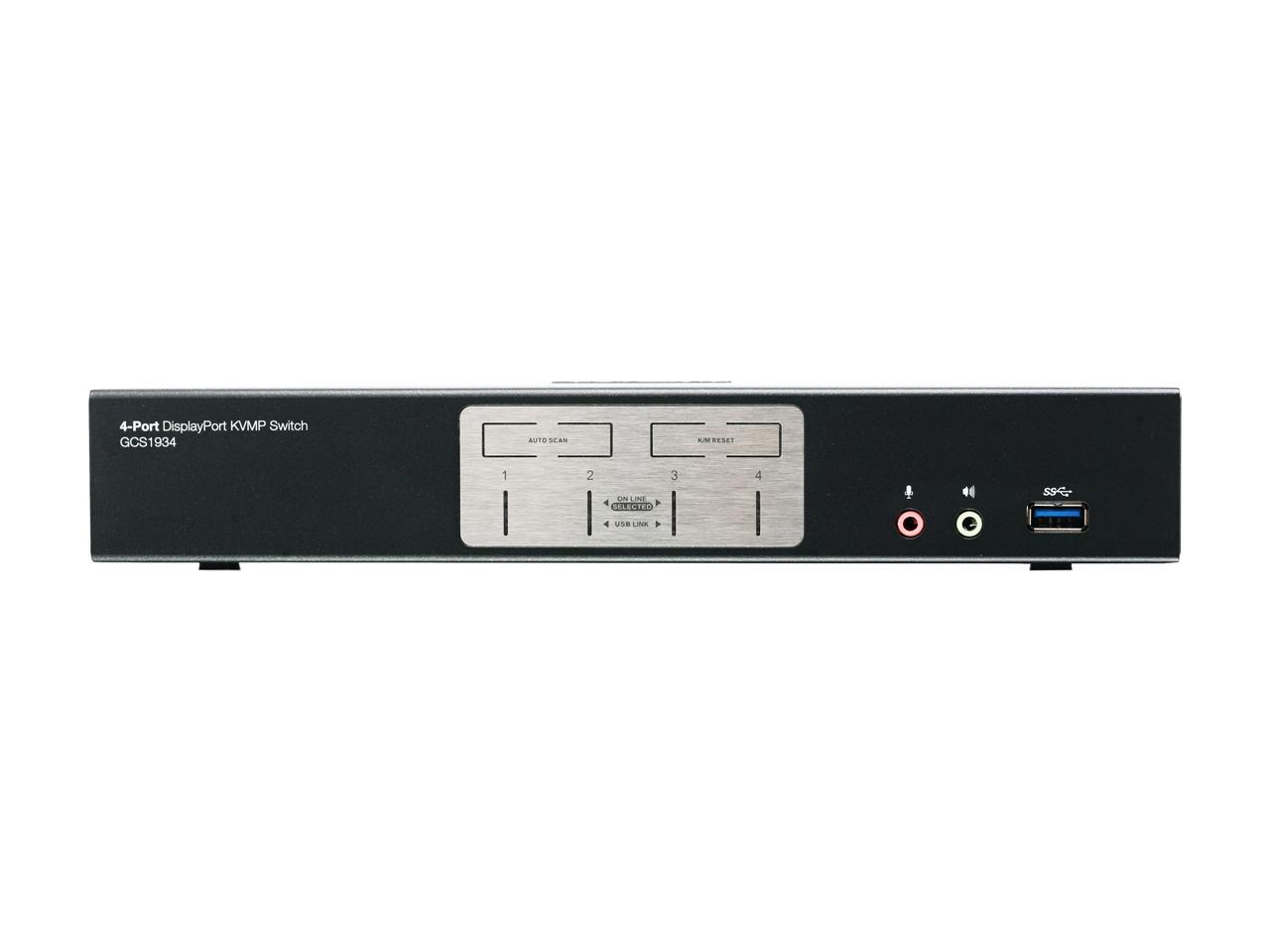 IOGEAR GCS1934 4-Port DisplayPort 1.2 KVMP Switch with USB 3.1 Gen1 Hub and Audio (TAA Compliant)