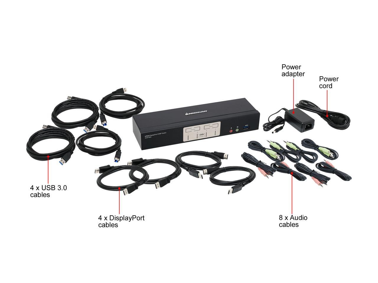 IOGEAR GCS1934 4-Port DisplayPort 1.2 KVMP Switch with USB 3.1 Gen1 Hub and Audio (TAA Compliant)