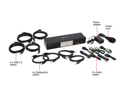 IOGEAR GCS1934 4-Port DisplayPort 1.2 KVMP Switch with USB 3.1 Gen1 Hub and Audio (TAA Compliant)
