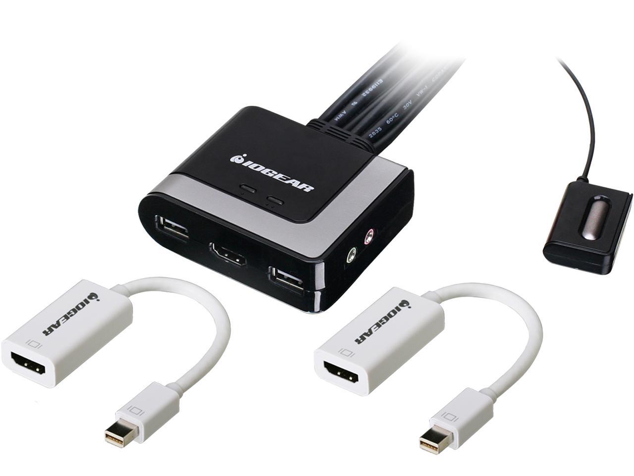 IOGEAR GCS62HMDPKIT 2-Port HDMI and Mini DisplayPort Cable KVM Kit with Audio
