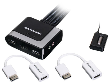 IOGEAR GCS62HDPKIT 2-Port HDMI and DisplayPort Cable KVM Kit with Audio