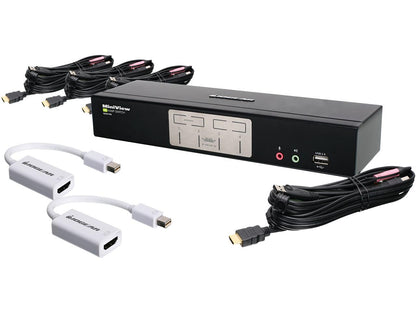 IOGEAR GCS1794MDPKITÂ 4-Port HDMI and Mini DisplayPort KVMP Kit with USB Hub and Audio