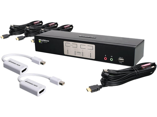 IOGEAR GCS1794MDPKITÂ 4-Port HDMI and Mini DisplayPort KVMP Kit with USB Hub and Audio