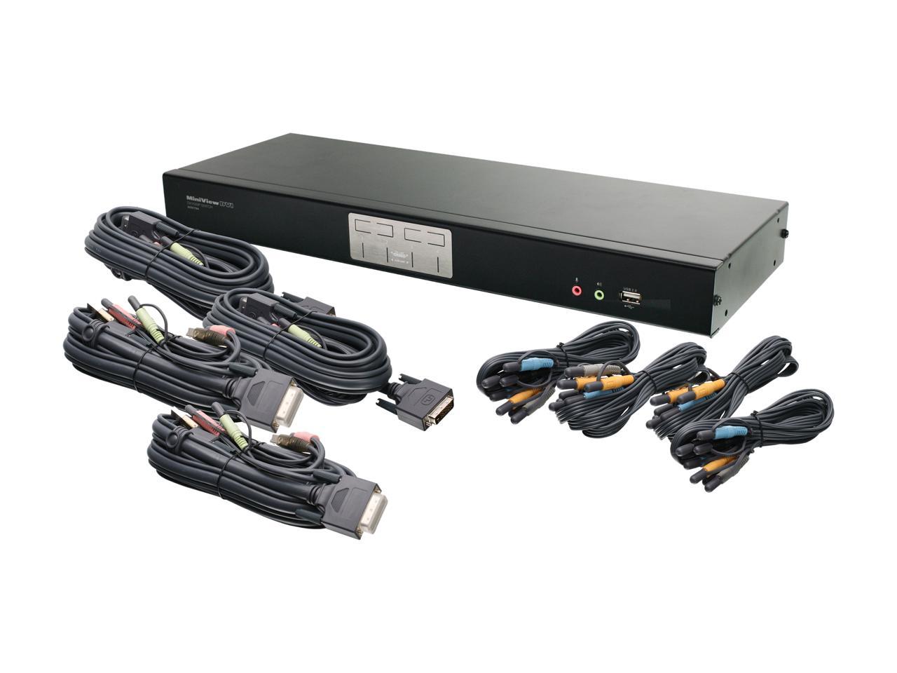 IOGEAR GCS1784DPKIT 4-Port Dual-Link DVI and DisplayPort KVMP Kit with 7.1 Audio (TAA Compliant)