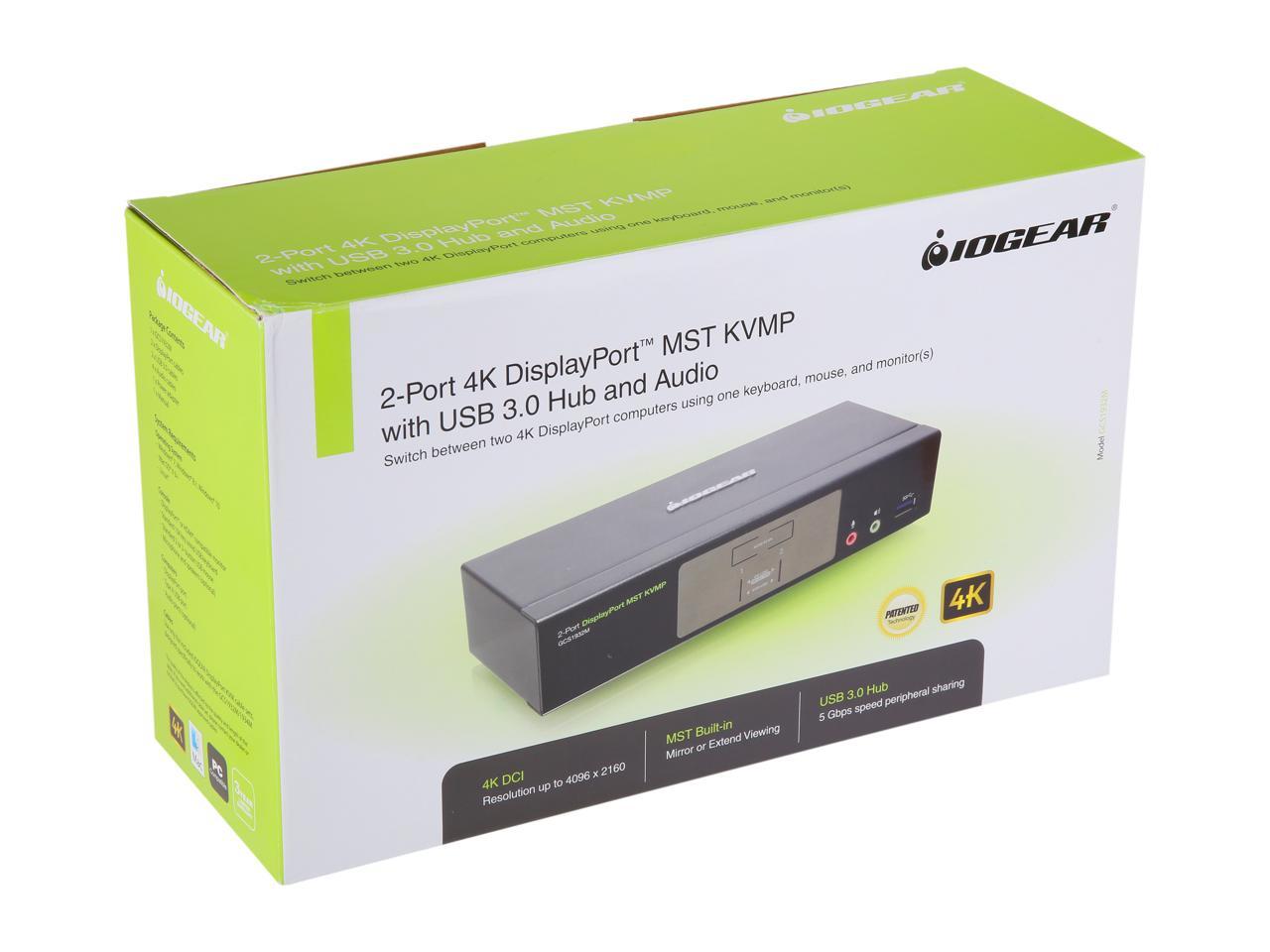 IOGEAR GCS1932M 2-Port 4K DisplayPort KVMP Switch with Dual Video Out and RS-232