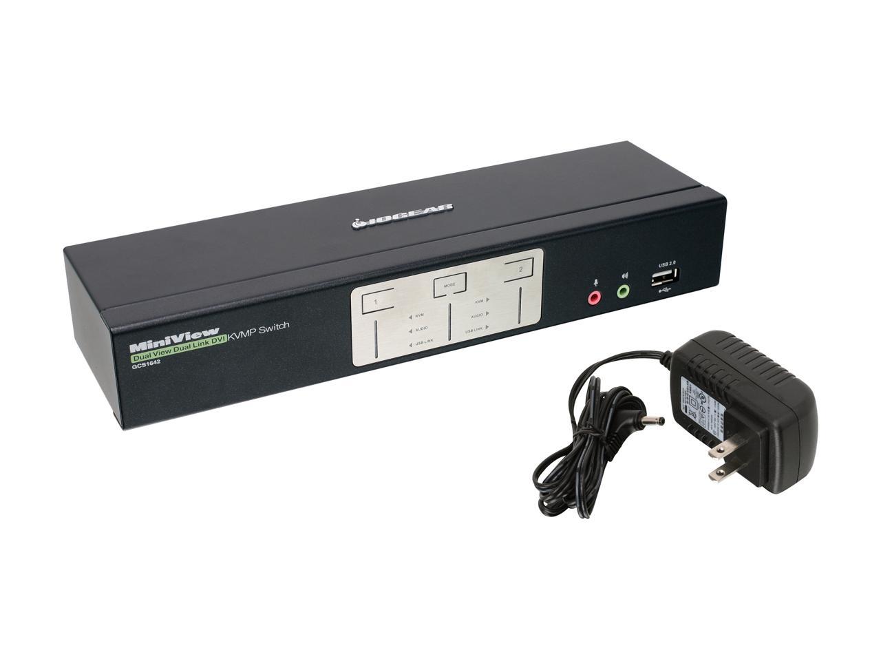 IOGEAR GCS1642X 2-Port Dual View Dual-Link DVI KVMP Switch with USB 2.0 Hub and Audio (TAA Compliant)