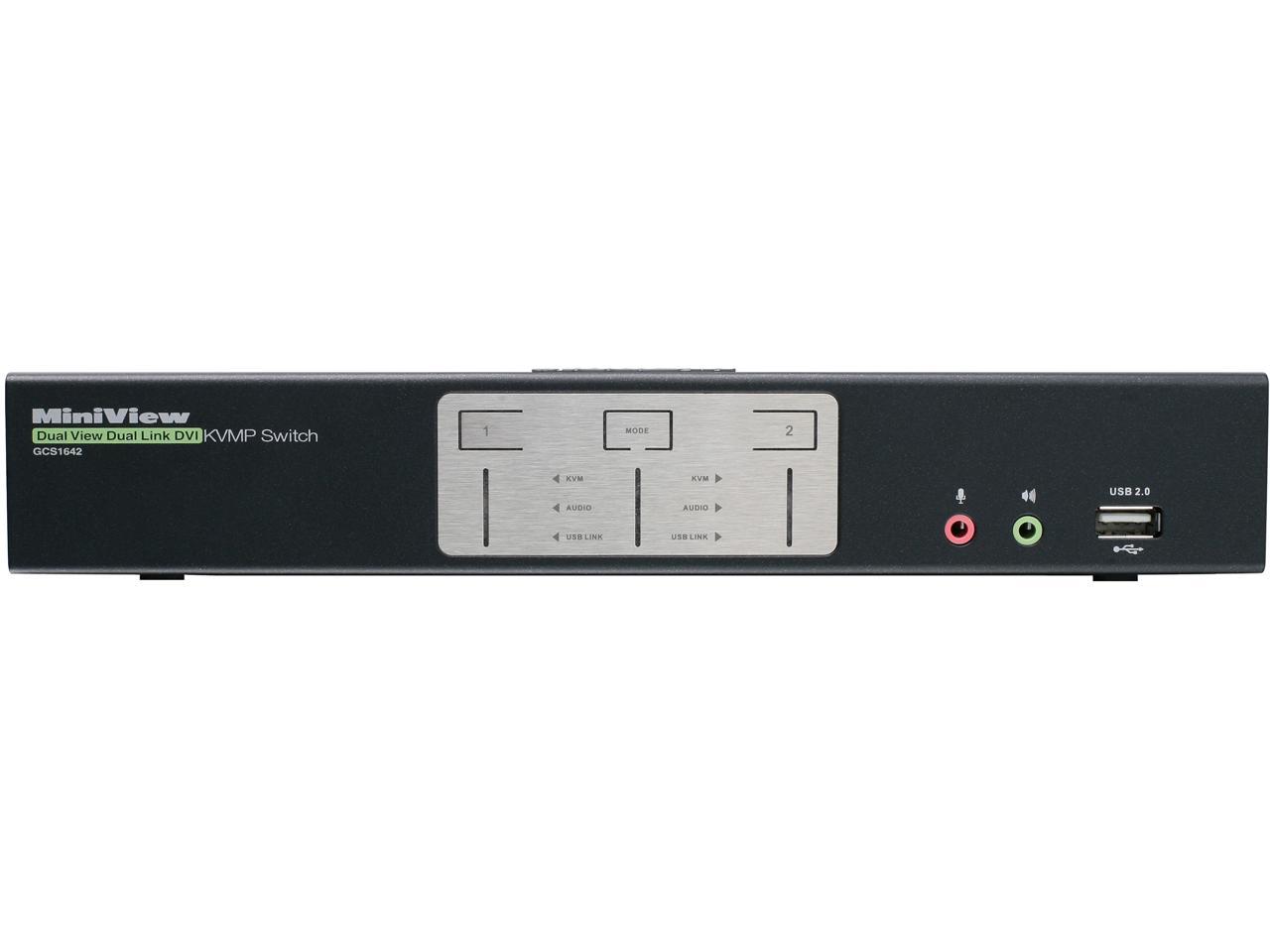 IOGEAR GCS1642X 2-Port Dual View Dual-Link DVI KVMP Switch with USB 2.0 Hub and Audio (TAA Compliant)