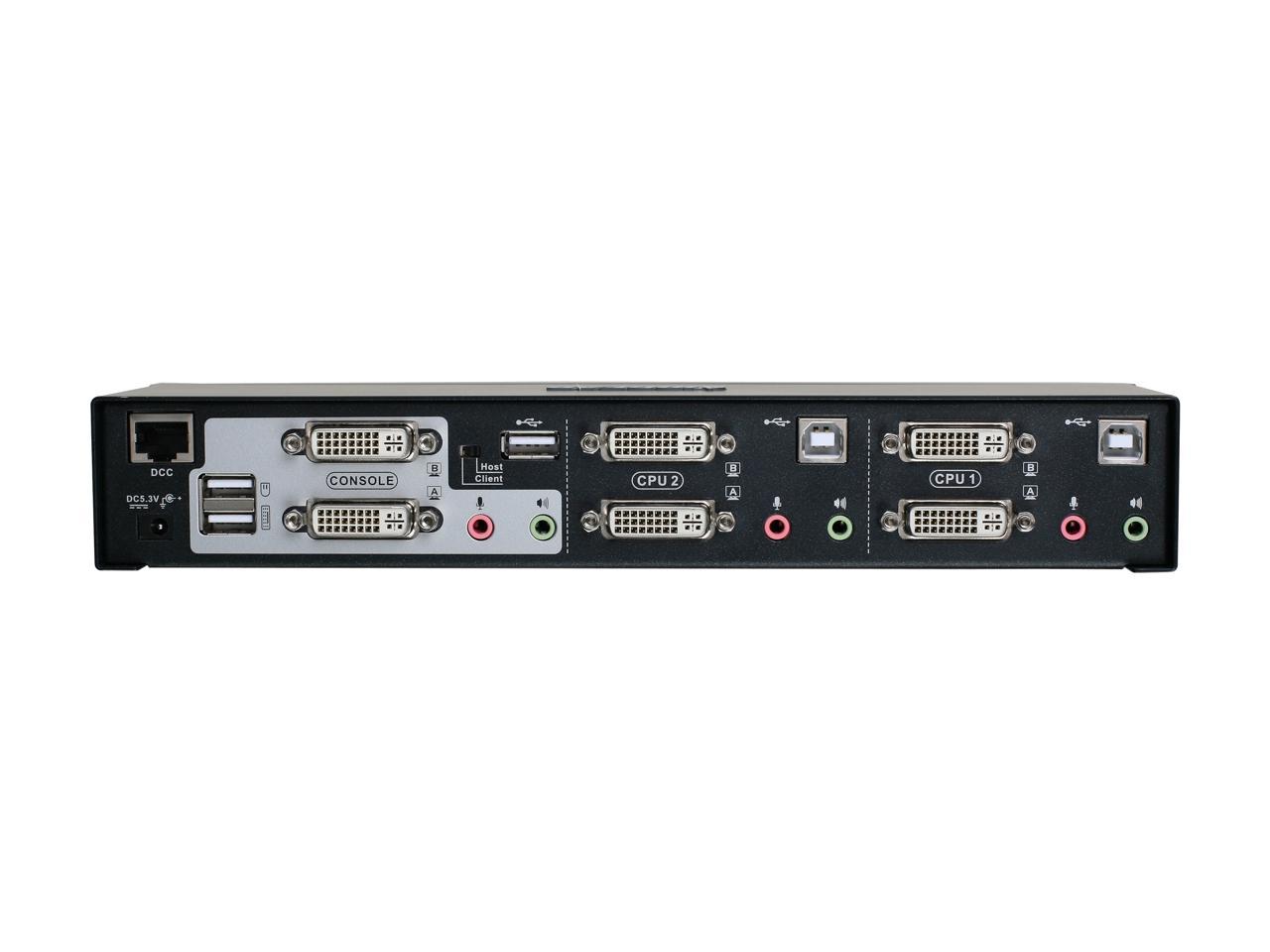 IOGEAR GCS1642X 2-Port Dual View Dual-Link DVI KVMP Switch with USB 2.0 Hub and Audio (TAA Compliant)
