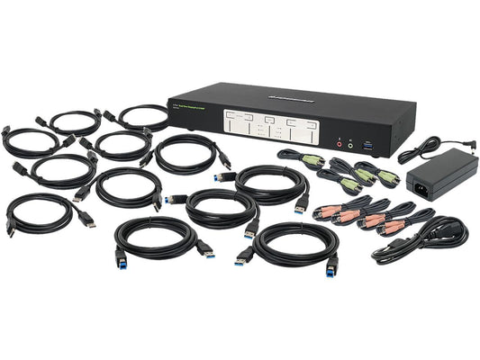 IOGEAR GCS1944 4-Port 4K Dual View DisplayPort KVMP with USB 3.0 Hub and Audio (TAA)