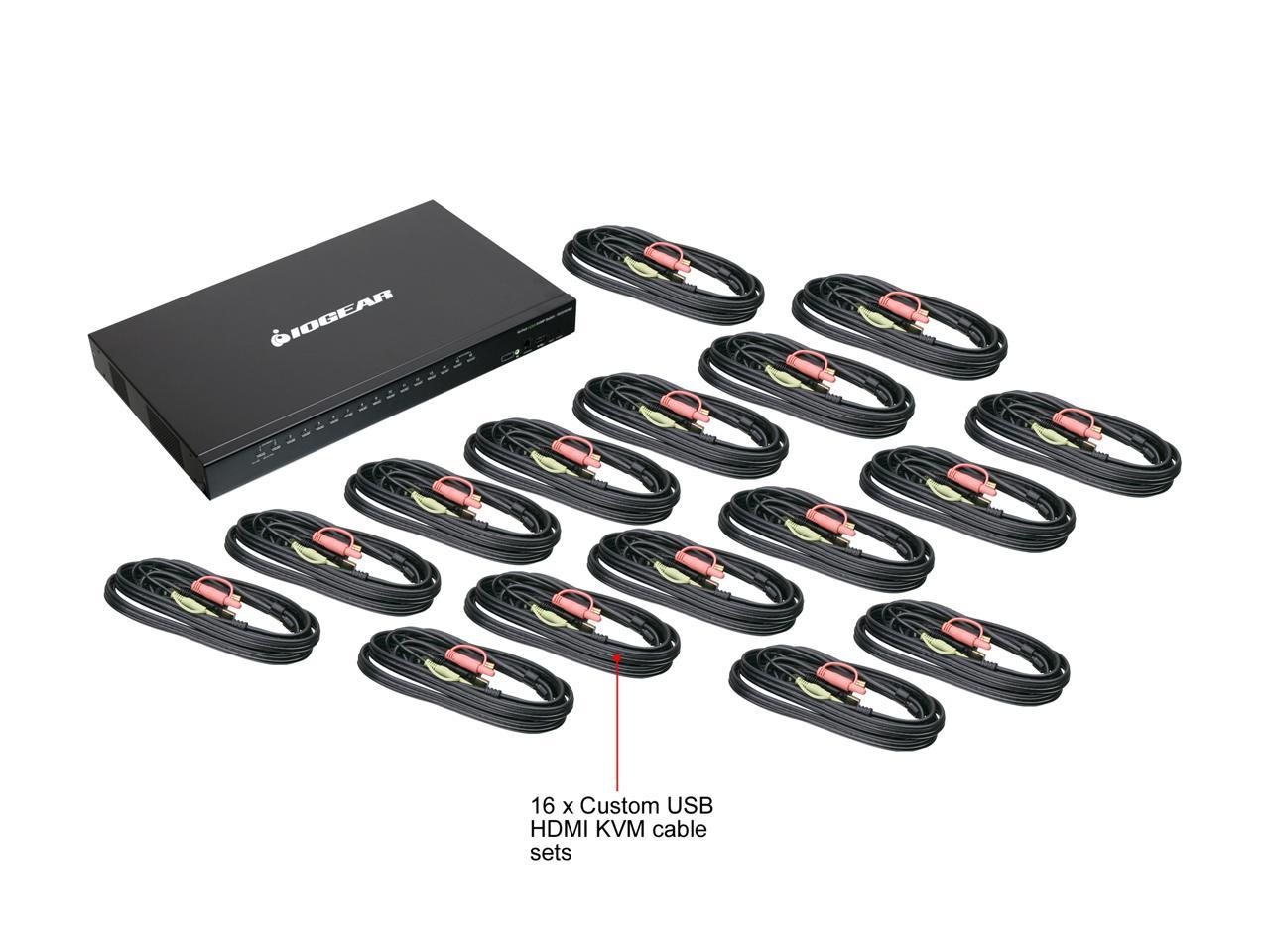 IOGEAR GCS1816HKITU 16-Port USB HDMI KVMP Switch with USB Cable Sets (TAA Compliant)