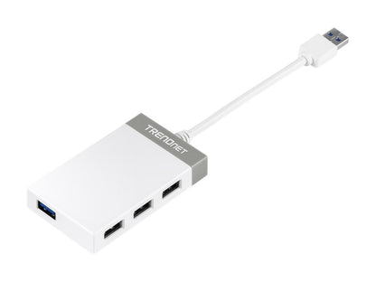 TRENDnet TU3-H4E 4-Port USB 3.0 Mini Hub with integrated 14cm (5.5 in) USB 3.0 Cable for Windows, Mac OS, MacBook, and Surface Pro