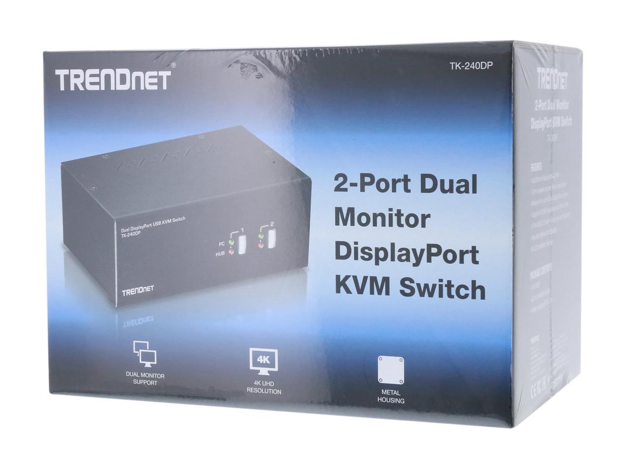 TRENDnet TK-240DP 2-Port Dual Monitor DisplayPort KVM Switch
