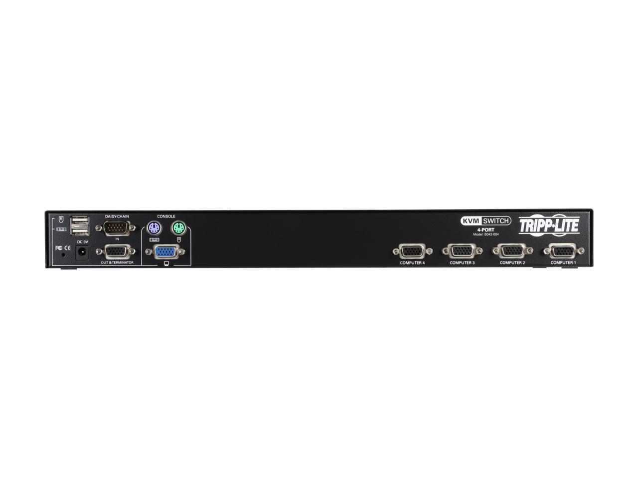 Tripp Lite 4-Port 1U Rack-Mount USB/PS2 KVM Switch with On-Screen Display (B042-004)
