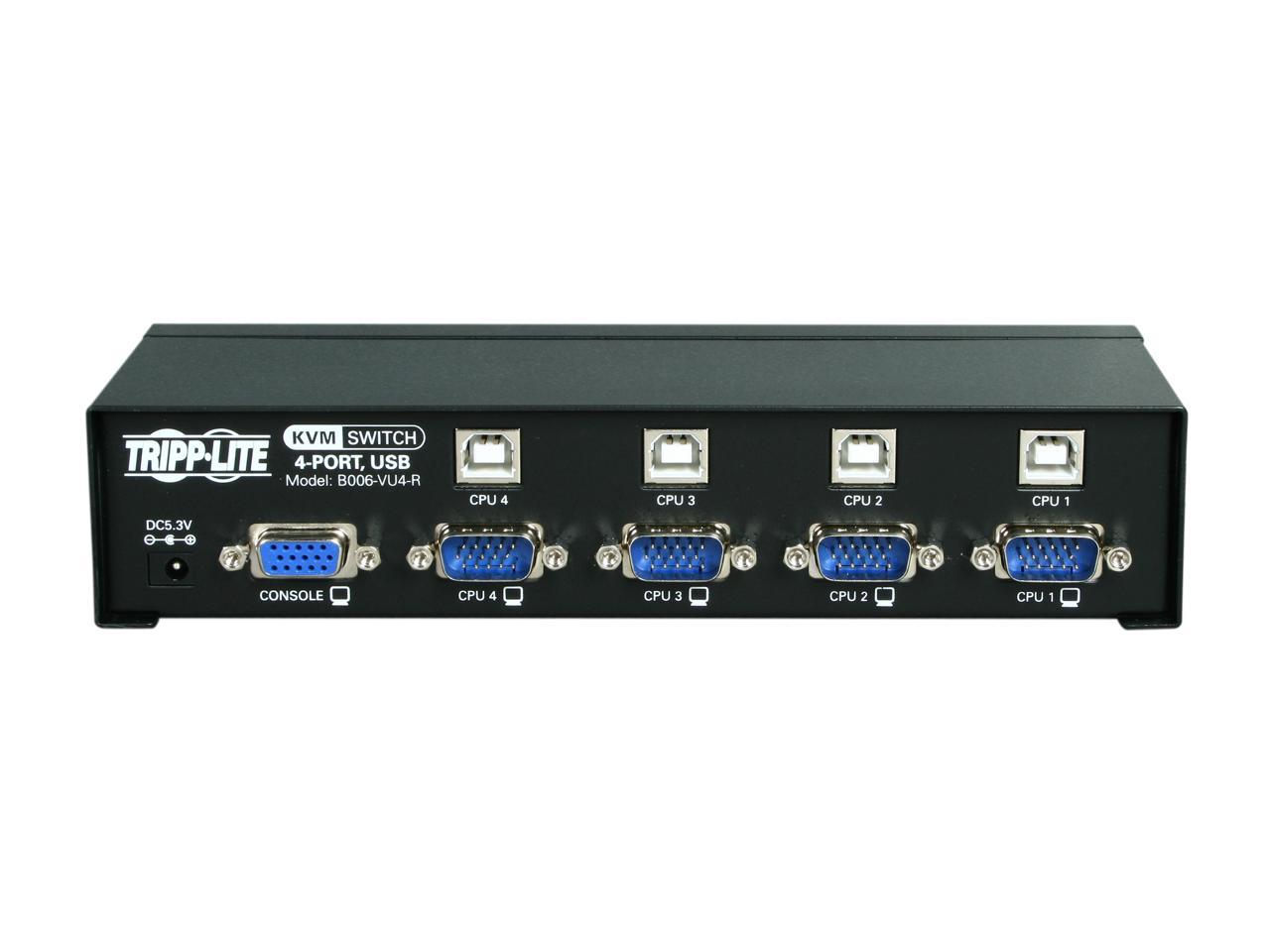 Tripp Lite 4-Port Desktop KVM Switch, USB, VGA HD15 (B006-VU4-R)